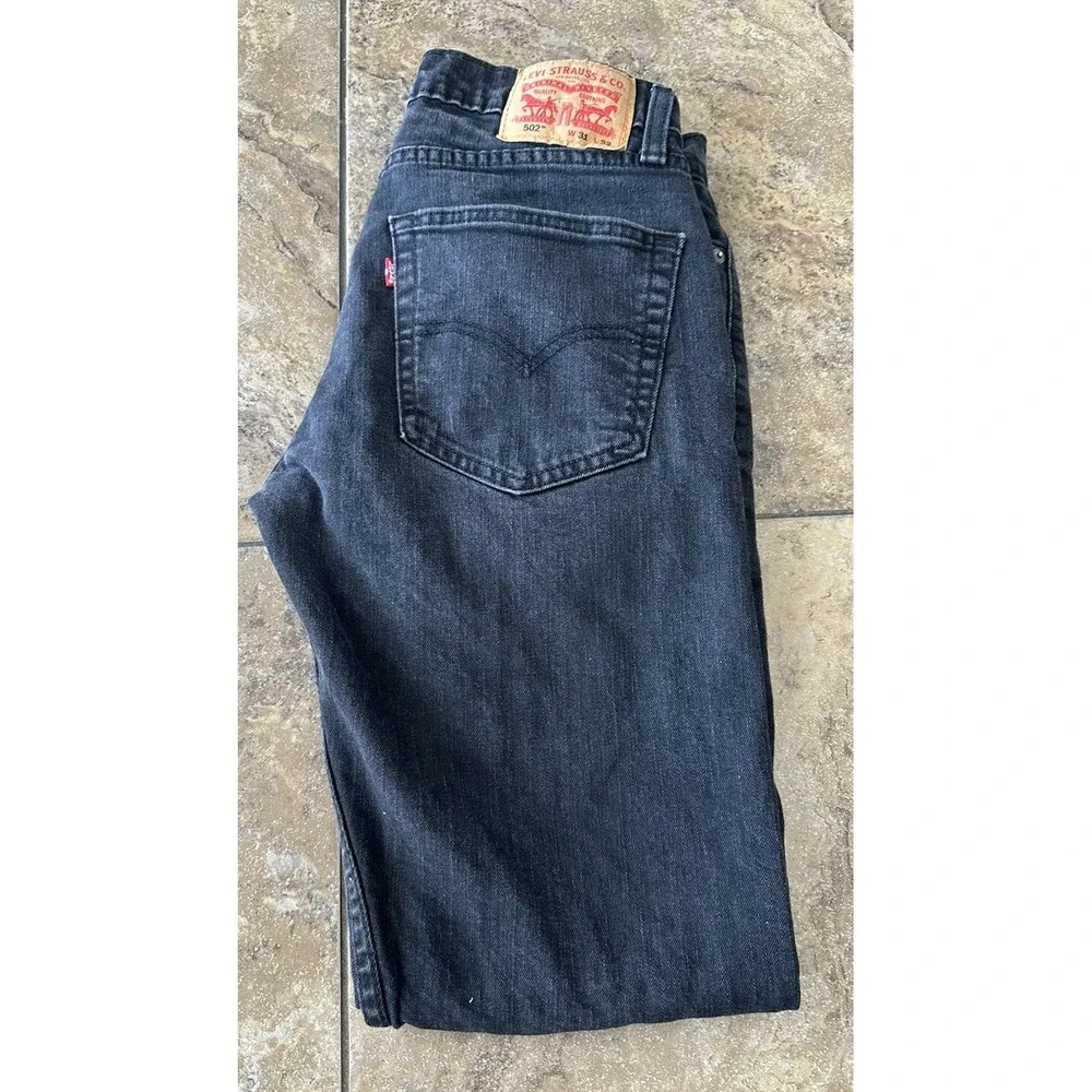 Levis 502 Jeans Mens Size 31x32 Black Denim Fit 30X29